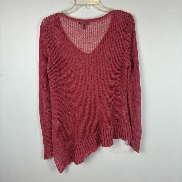 Eileen Fisher knit linen-blend sweater w/V-neck and asymmetrical hem-Woman’s S - Picture 8 of 12